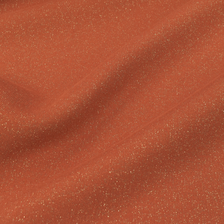 Tissu jersey sweat - Terracotta à paillettes doré