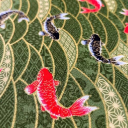 Tissu japonais - Naka 1750 - Carpes vert