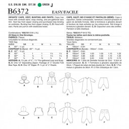 Patron Butterick 6372 - Ensemble pour bébé