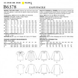 Patron Butterick 6378 - Chemise