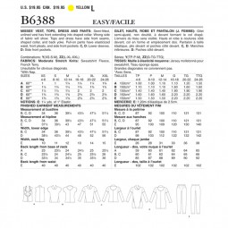 Patron Butterick 6388 - Ensemble femme