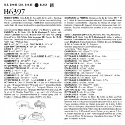 Patron Butterick 5397 - chapeau d'époque