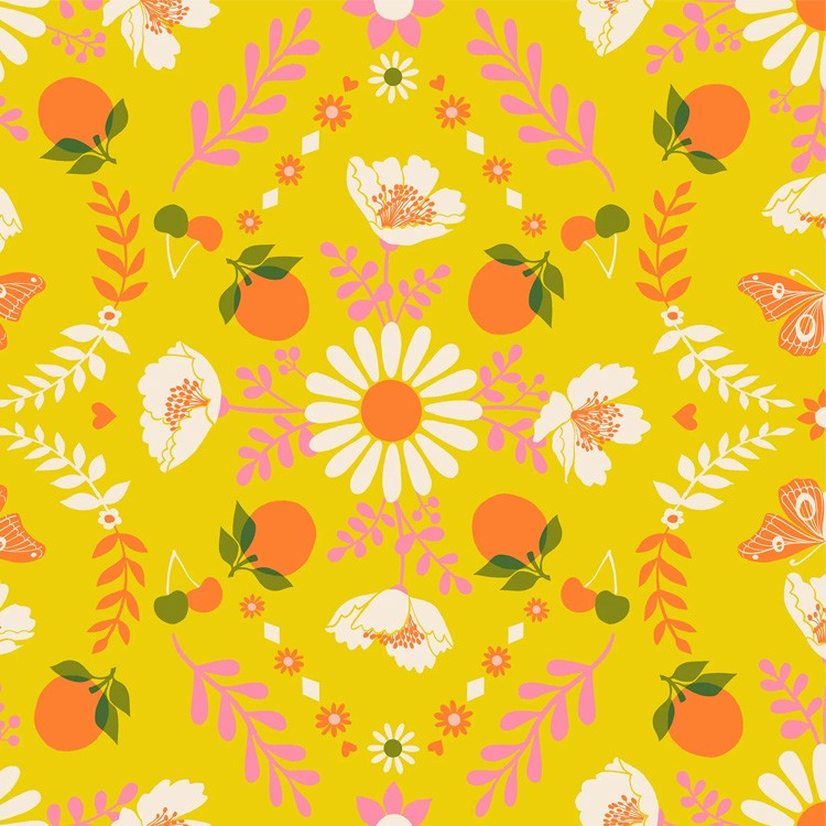 Tissu Ruby Star Society - Juicy - Poppy garden Golden hour