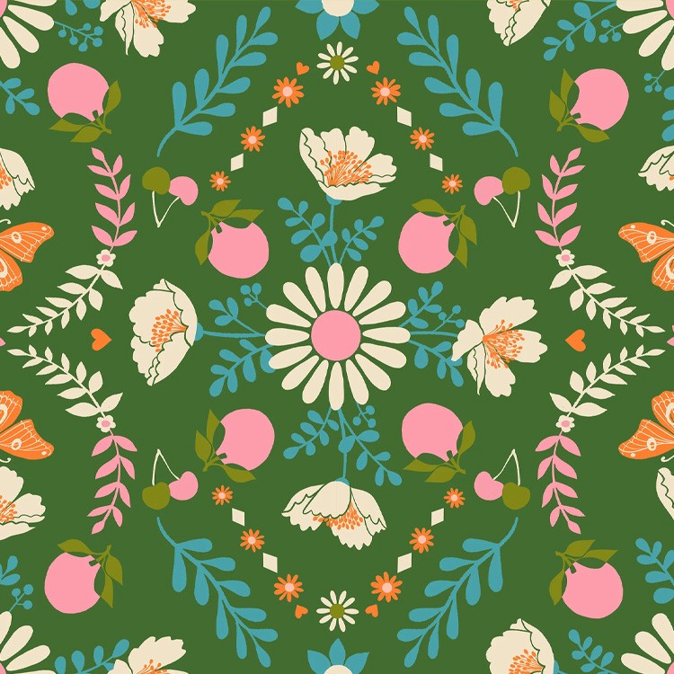 Tissu Ruby Star Society - Juicy - Poppy garden sarah green