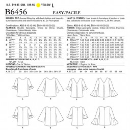 Patron Butterick 6456 - Tunique