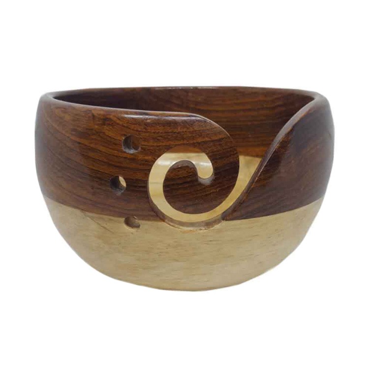 VILLCASE Bol à Laine En Bois Rond – Porte-Fil Anti-Émêlement Pour Tricot Et Crochet, Organisateur Pratique Et Élégant