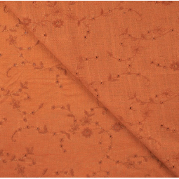 Tissu Broderie Anglaise - Enora gold brown