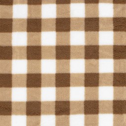 Tissu sherpa - Carreaux camel