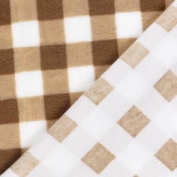 Tissu sherpa - Carreaux camel