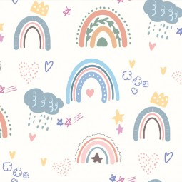 Tissu imperméable - Arc en ciel Blanc cassé