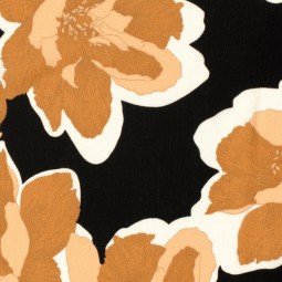Tissu viscose - Crêpe fleurs noirs