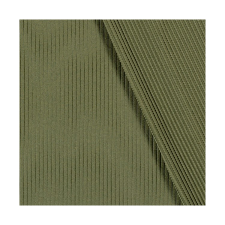Tissu jersey coton - côtelé vert foret
