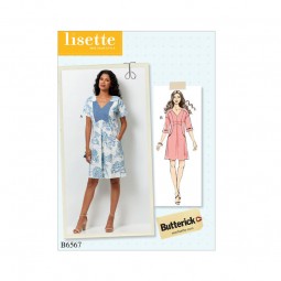 Patron Butterick 6567 - Robe à plis sur le devant