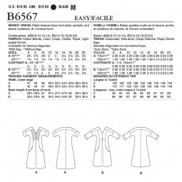 Patron Butterick 6567 - Robe à plis sur le devant