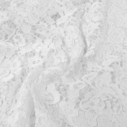 Tissu dentelle - Fleurs blanches