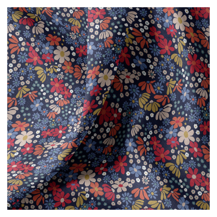 Tissu coton enduit - Maria bleu orange