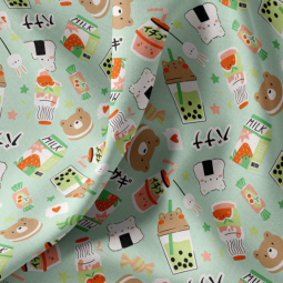 Tissu coton enduit - moumo vert rouge