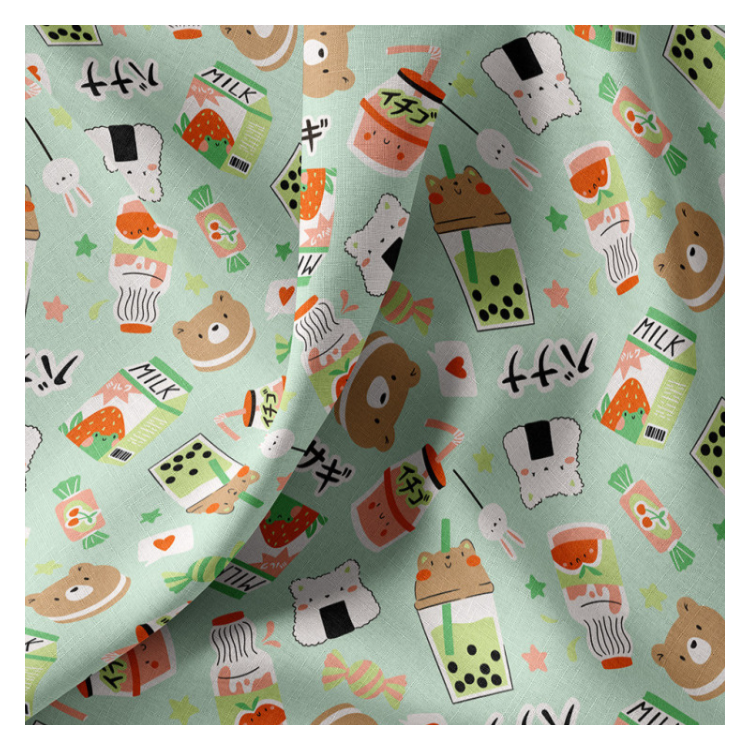 Tissu coton enduit - moumo vert rouge