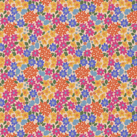 Tissu coton - Gladys rose jaune Tissu coton - Gladys rose jaune