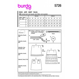 Patron Burda 5726 - Jupe courte à taille haute