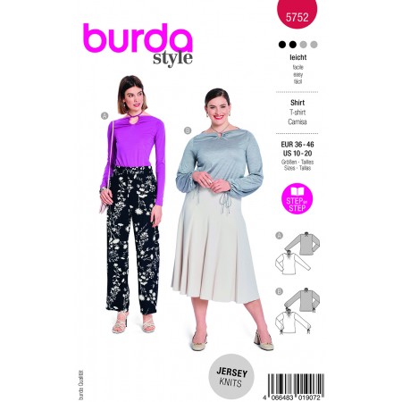 Burda 5752 - T-shirt col goutte à nouer