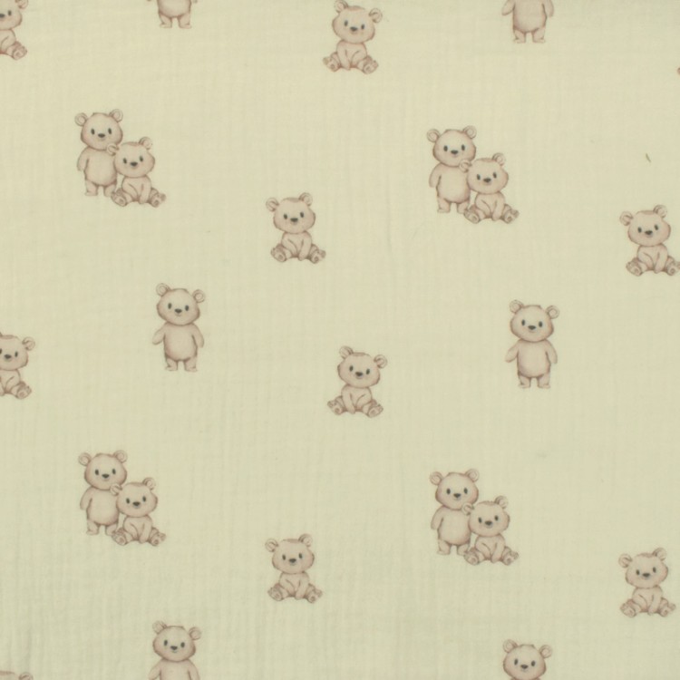 Tissu double gaze - Petits oursons
