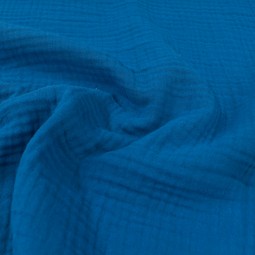 Tissu double gaze - Bleu roi