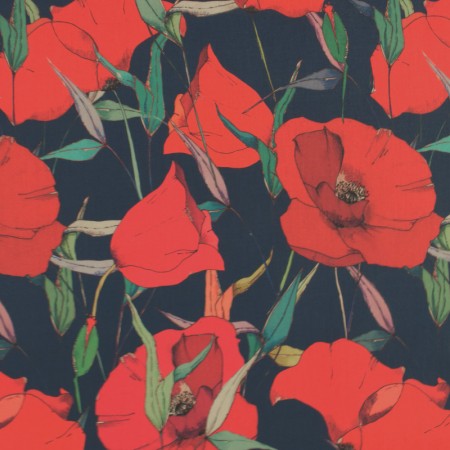 Tableau 5 Panneaux Fleurs De Coquelicot Bleu - Impression Sur Toile, Déco Murale Moderne