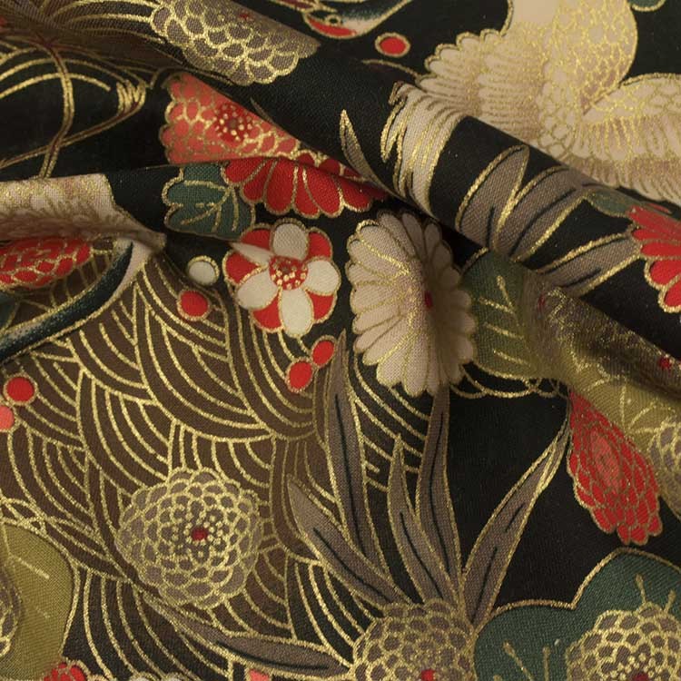 Tissu coton - Misaki noir