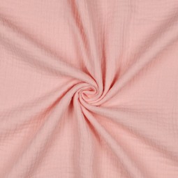 Tissu double gaze de coton bio rose claire