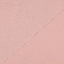 Tissu double gaze de coton bio rose claire