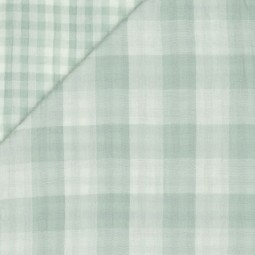 Tissu double gaze - Double carreaux vert nil
