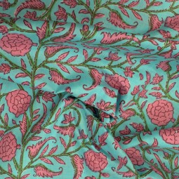 Tissu coton indienne - Surate bleu