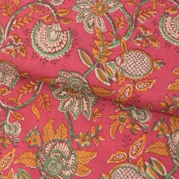 Tissu coton indienne - Hyderabad fuchsia