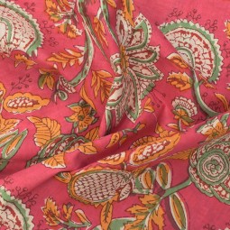 Tissu coton indienne - Hyderabad fuchsia