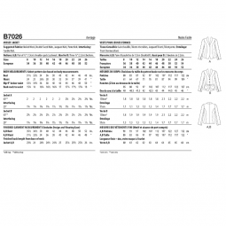 Patron Butterick 7026 - Veste tailleur