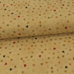 Tissu Noël - We love Christmas - Cœur beige