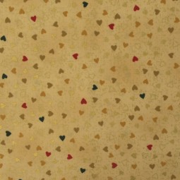 Tissu Noël - We love Christmas - Cœur beige