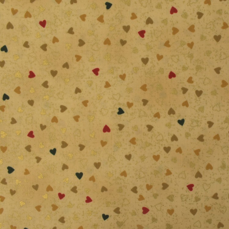 Tissu Noël - We love Christmas - Cœur beige