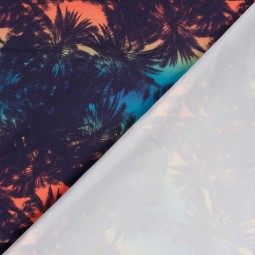 Tissu short de bain déperlant - Palmier bleu marine