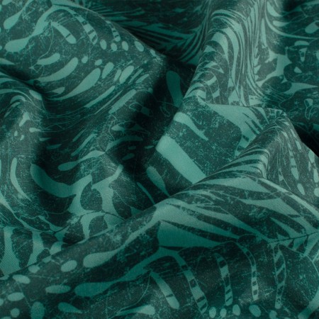 Tissu short de bain déperlant - Feuille bleu canard