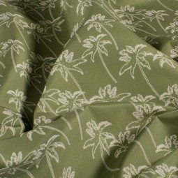Tissu short de bain déperlant - Palmier vert olive