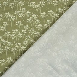 Tissu short de bain déperlant - Palmier vert olive
