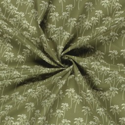 Tissu short de bain déperlant - Palmier vert olive