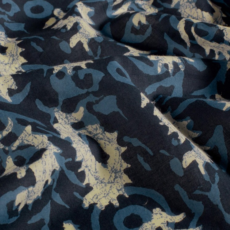 Tissu voile de coton - Abstrait indigo pic