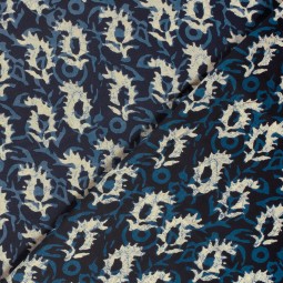 Tissu voile de coton - Abstrait indigo pic