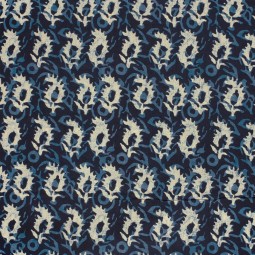 Tissu voile de coton - Abstrait indigo pic