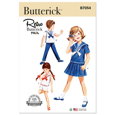 Patron Butterick 7054 - Tenue enfant rétro année 60