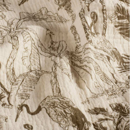 Tissu double gaze - Jungle gris taupe