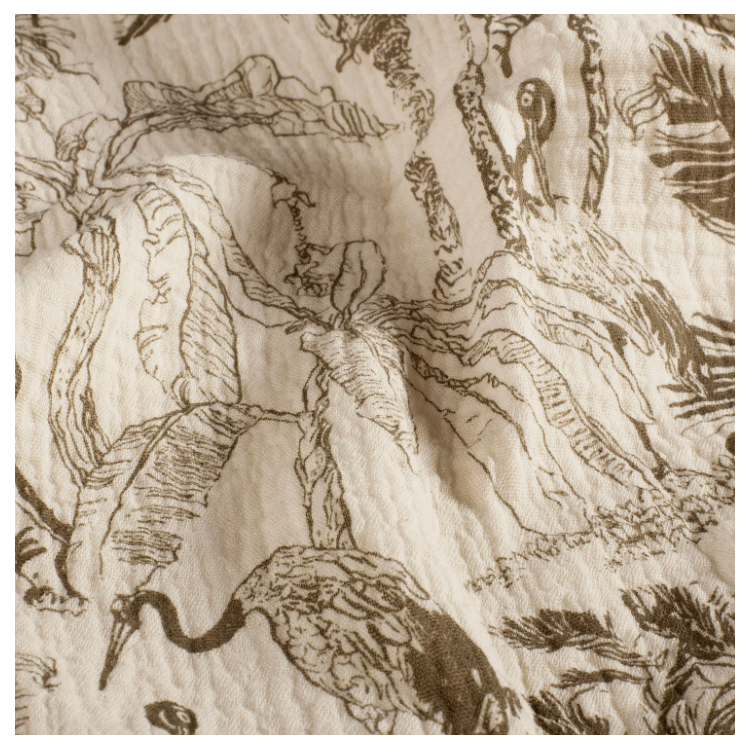 Tissu double gaze - Jungle gris taupe